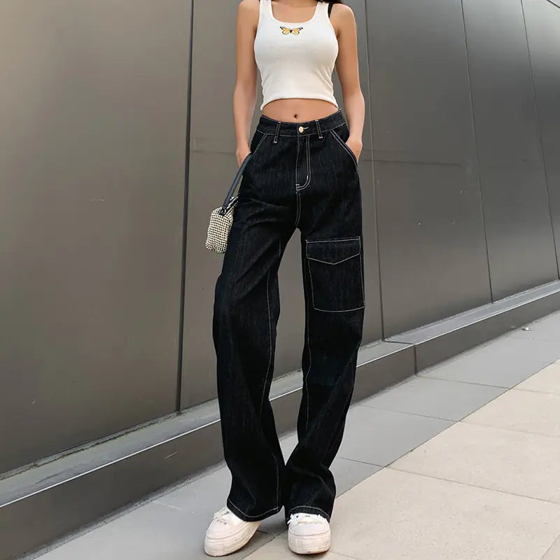 Loose High-Rise Straight-Leg Jeans